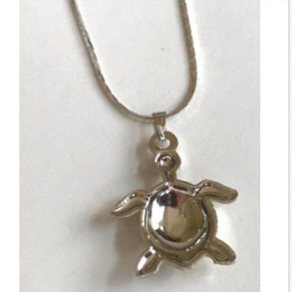 Sea Turtle Necklace Yellow Green Sea Life Island Nautical Silver Plated Pendant - Picture 6 of 8